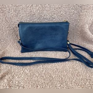 Navy blue crossbody and/or wristlet
